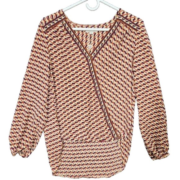 Max Studio Women's Small Southwest Geometric Wrap V-Neck Pullover Blouse NWT NEW - Picture 1 of 11